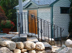Stone yard railing